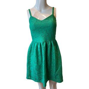 Bebop Women Eyelet Mini Dress JFKL7004054 Adjustable Strap Teal Green Size Small